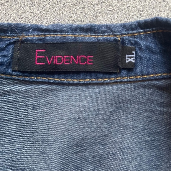 Vintage EVIDENCE Dark Denim Blue Bling Shirt Size XL - Picture 6 of 12